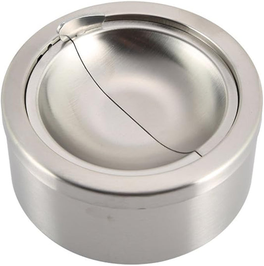 Zaoniy Silver Metal Ashtray with a Lid for Cigarettes - Windproof Outdoor Ashtrays Can Patio Outdoor Indoor Decorative Fancy Ash Tray