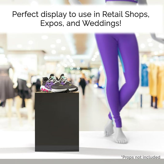 Marketing Holders 4 Pack 12" x 12" x 16" Black Acrylic Display Box with One Open Side No Lids Versatile Tall Merchandise Storage Bin or Retail Product Riser