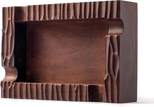 WOODRONIC Wood Cigar Ashtray with 4 Slots Holder, Cigar Holder for Indoor Outdoor Patio Home Office Use, Rectangle