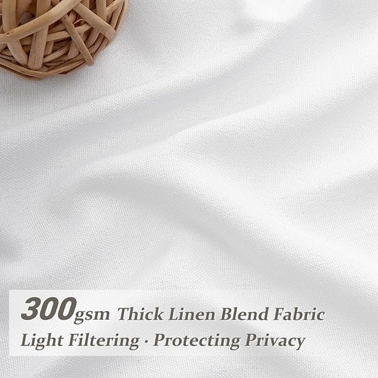 White Linen Sheer Curtains 84 Inches Long 2 Panels, Neutral Textured Pinch Pleated 7ft Light Filtering Drapes for Living Room Elegantes with Hooks Track System&Back Tab Window Panels Office at Home