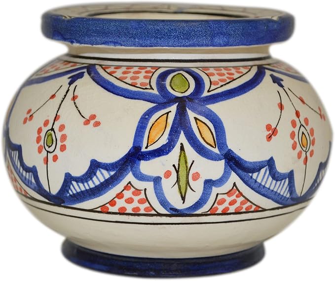 Ceramic Ashtrays Smokeless Exquisite Large Glazed White & Blue