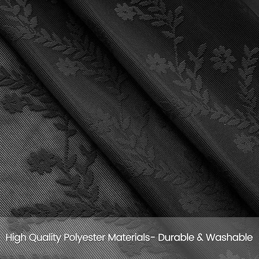 Whimsigoth Gothic Lace Curtains 63" Length - Dark Academia Black Sheer Privacy Drapes with Tassel Floral Lacy, Rod Pocket Window Panels for Halloween Bedroom Décor (Set of 2, W52 xL63)