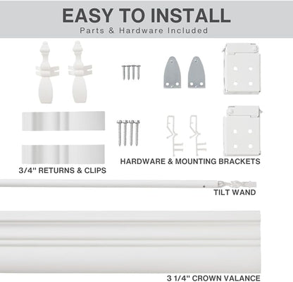 Lotus & Windoware Cordless, 2 Inch Faux Wood Blind, Window Blinds, Blinds & Shades, Blinds for Indoor Windows, Emobssed, 69" x 48", Bright White