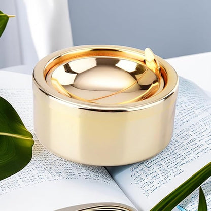 Zaoniy Outdoor Ashtray with Lid, Flip Top Stainless Steel Ash Tray Sets for Weed, Metal Windproof Ashtrays for Cigarettes, Smokers, Desktop Smoking Ashtray Office Patio Home Decor