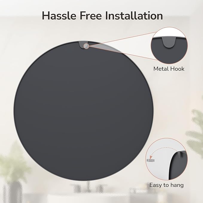 USHOWER 2- Pack Bathroom Mirrors for Over Sink, 30 Inch Circle Mirror with Metal Frame, Black Wall Mirror Modern Decoration for Vanity, Entryway, Living Room, Hallway and Bedroom