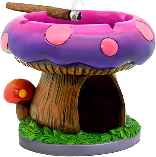 YukaBa Fantastical Mushroom House Ashtrays with Storage - Cool Ashtrays for Weed Smokers and Bong Users with Smoking Accessories Collection