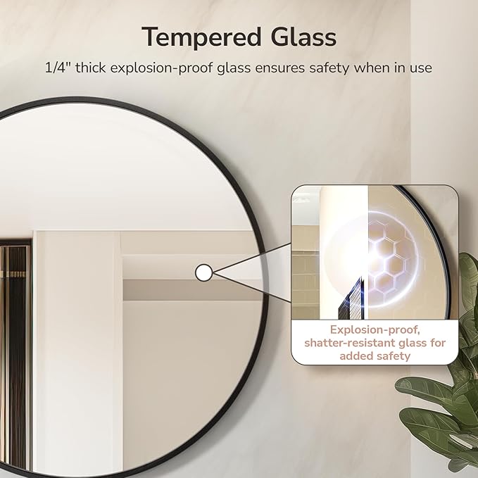 USHOWER 2- Pack Bathroom Mirrors for Over Sink, 30 Inch Circle Mirror with Metal Frame, Black Wall Mirror Modern Decoration for Vanity, Entryway, Living Room, Hallway and Bedroom