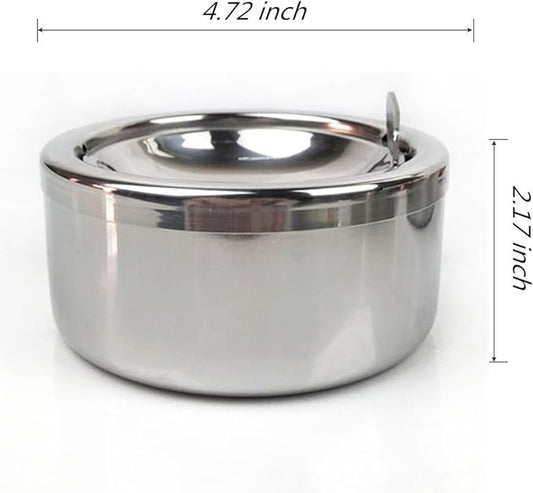 Zaoniy Silver Metal Ashtray with a Lid for Cigarettes - Windproof Outdoor Ashtrays Can Patio Outdoor Indoor Decorative Fancy Ash Tray