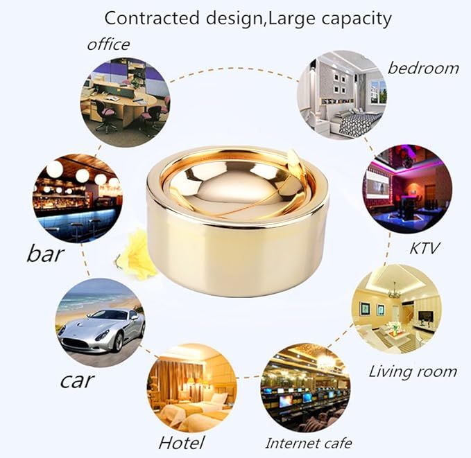 Zaoniy Outdoor Ashtray with Lid, Flip Top Stainless Steel Ash Tray Sets for Weed, Metal Windproof Ashtrays for Cigarettes, Smokers, Desktop Smoking Ashtray Office Patio Home Decor