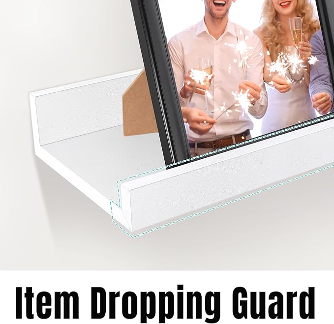 LaVie Home 35.4-Inch White Floating Shelves for Wall Storage Set of 4 - Modern Minimalist Picture Ledge Shelf Wall Decor for Kitchen, Bedroom, Bathroom, and Living Room, Large Floating Shelves