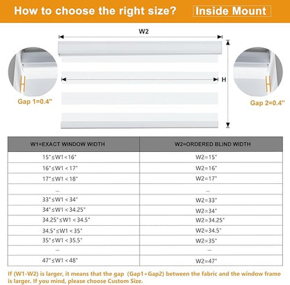 Persilux Zebra Blinds for Windows Cordless Blinds & Shades (28" W x 72" H, White) Free-Stop Roller Window Shades, Light Filtering Roller Shades for Windows, Light Control for Day and Night