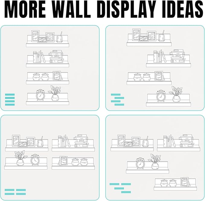 LaVie Home 35.4-Inch White Floating Shelves for Wall Storage Set of 4 - Modern Minimalist Picture Ledge Shelf Wall Decor for Kitchen, Bedroom, Bathroom, and Living Room, Large Floating Shelves