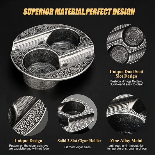 XIFEI Cigar Ashtray Metal Ashtrays for Patio/Home/Table Modern Ashtrays(Silver)