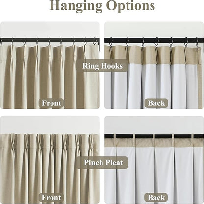 WEST LAKE Pinch Pleated Blackout Curtain Panels for Bedroom Living Room Patio Sliding Door,Sand Linen Blended Room Darkening Drapes 95 Inches Length,French Pleat Window Treatment,60"Wx95"L(Pack of 1)