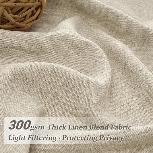 Warm Beige Extra Wide 70 Inch Pinch Pleated Natural Linen Curtains 84 Inch Length 2 Panels Set for Living Room, Cottage Core Light Filtering Thick Burlap Sheer Bedroom Window Drapes 70"W x 84"L Taupe