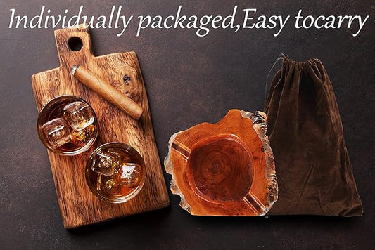 Wooden Cigar Ashtray Outdoor Indoor Ashtray and Great Gifts for Cigar Lovers, Smokers and Men Ash Tray Different Shapes and Random Delivery (2 Slots) (woods)